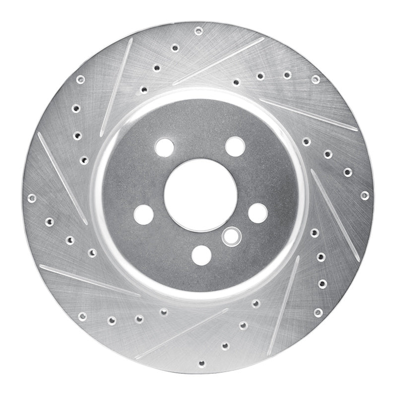 R1 17-25 BMW 530E Front Left Drilled & Slotted Silver Brake Rotor