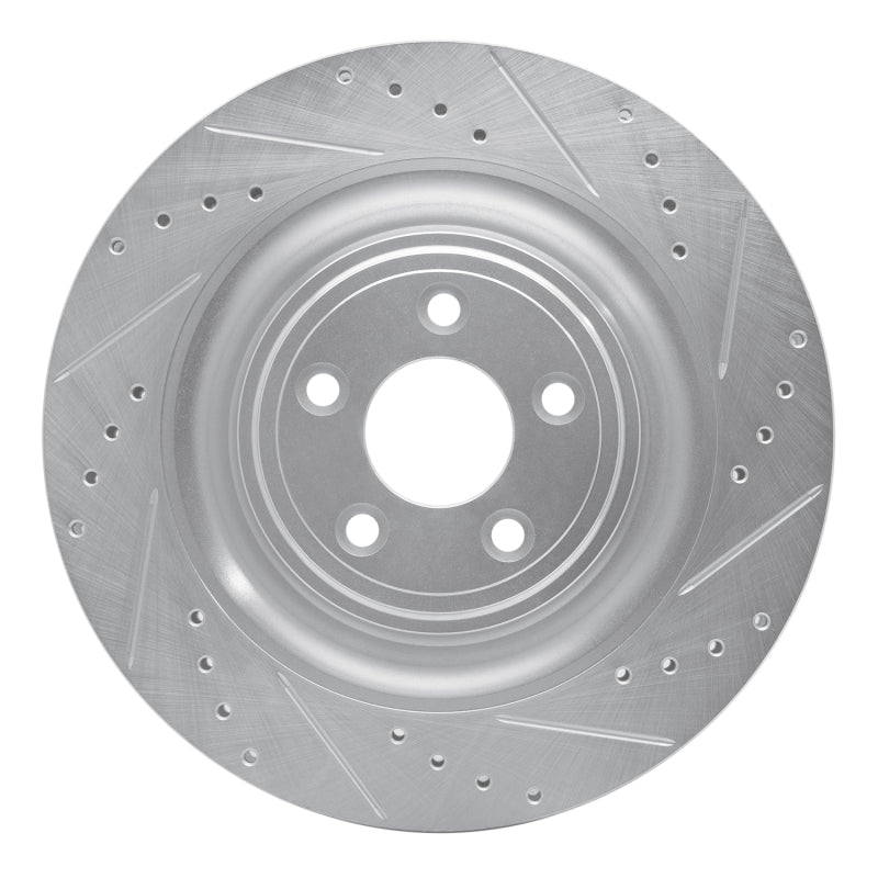 R1 08-09 Jaguar XKR Left Rear Drilled & Slotted Silver Brake Rotor