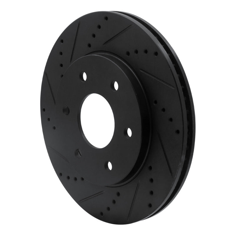 R1 04-05 Infiniti QX56 Front Left Drilled & Slotted Black Brake Rotor