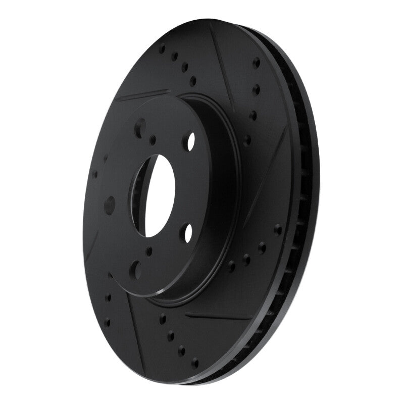 R1 01-05 Toyota RAV4 Front Right Drilled & Slotted Black Brake Rotor