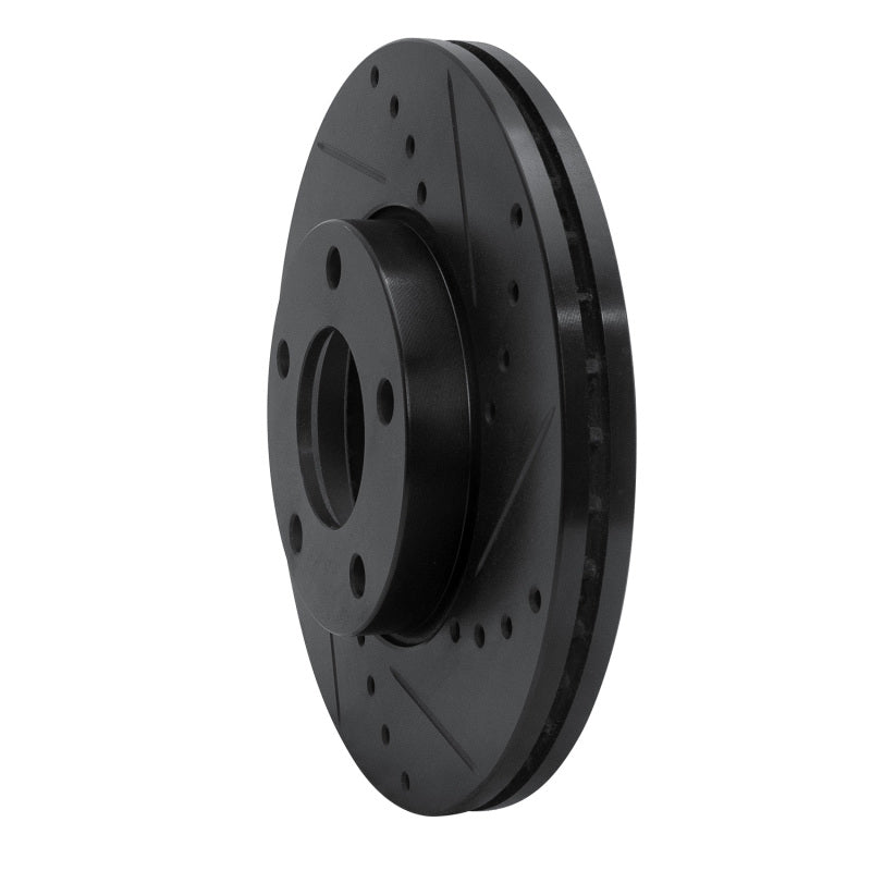 R1 04-13 Mazda 3 Front Right Drilled & Slotted Black Brake Rotor