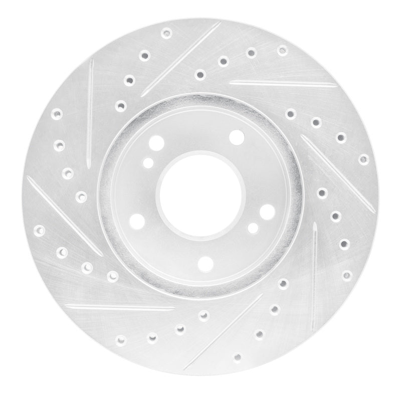 R1 89-96 Nissan 300ZX Front Right Drilled & Slotted Silver Brake Rotor