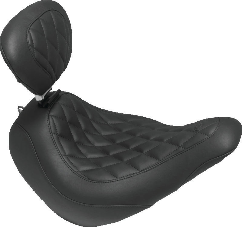 Mustang 18-21 Harley Low Rider, Sport Glide Wide Tripper Solo Seat w/DBR Diamond Stitch - Black