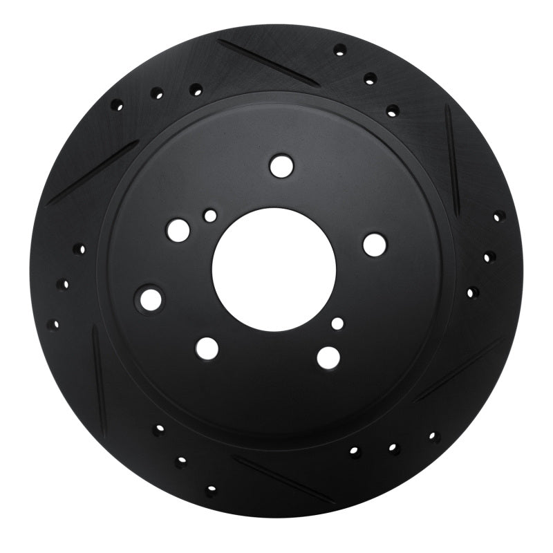 R1 89-96 Nissan 300ZX Rear Right Drilled & Slotted Black Brake Rotor