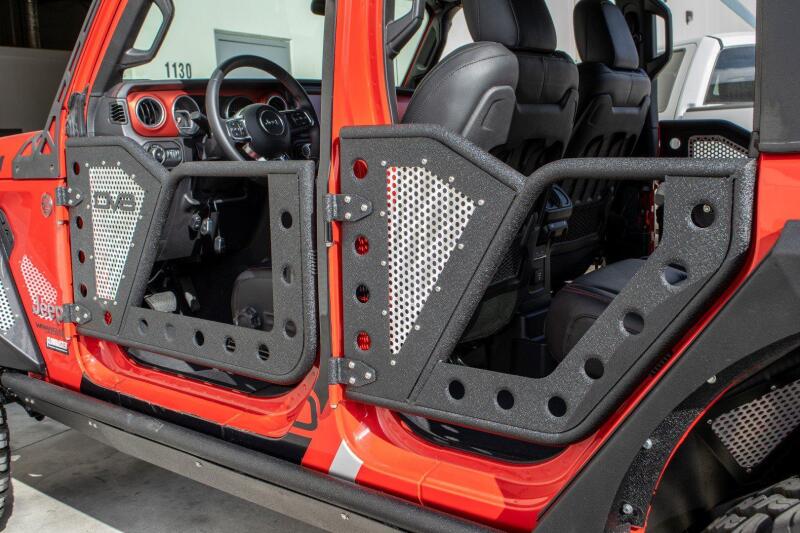 DV8 Offroad Jeep 18+ Wrangler JL / 20+ Gladiator JT Rear Rock Doors w/ Perforated Aluminum Mesh