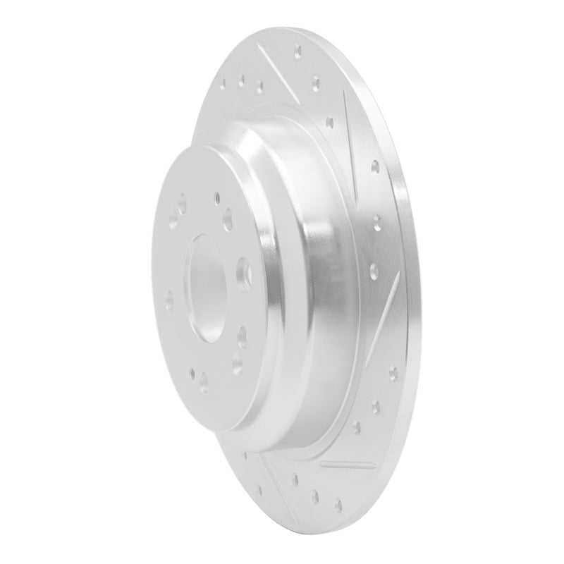R1 10-15 Honda Crosstour Rear Right Drilled & Slotted Silver Brake Rotor