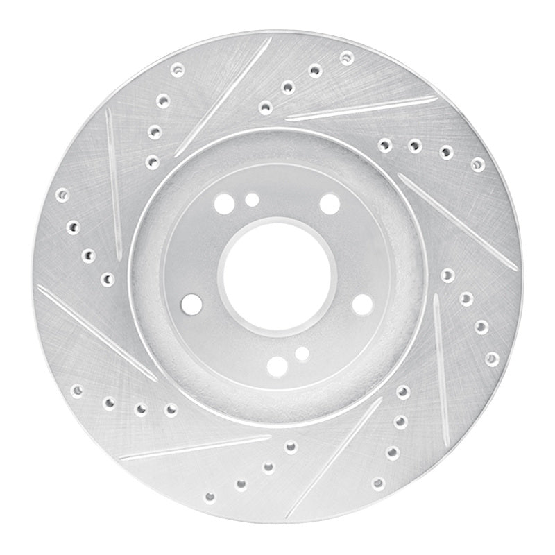 R1 97-01 Infiniti Q45 Front Right Drilled & Slotted Silver Brake Rotor