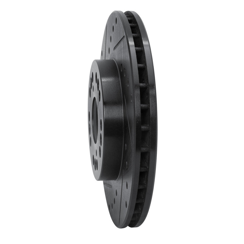 R1 90-90 Lexus LS400 Front Left Drilled & Slotted Black Brake Rotor