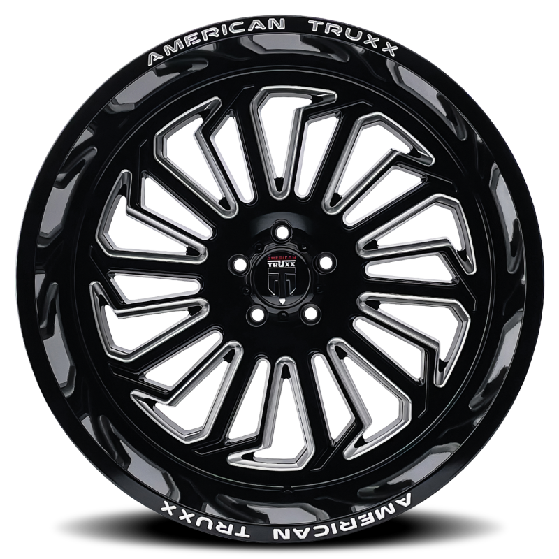 American Truxx AT1916 Butcher 24x14 / 5x127 BP / -76mm Offset / 71.6mm Hub Gloss Black Milled Wheel