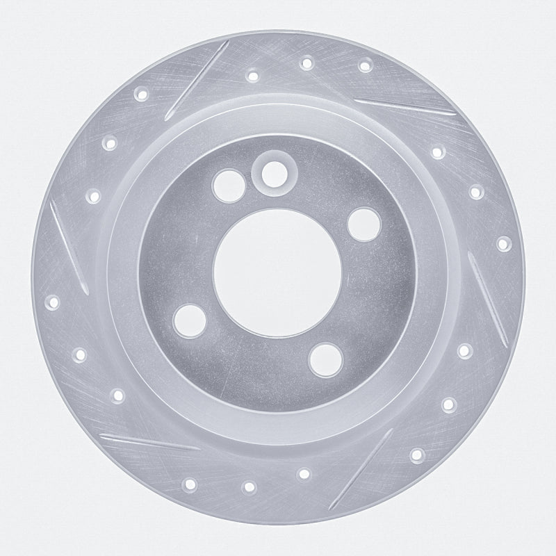 R1 02-15 Mini Cooper Clubman Rear Left Drilled & Slotted Silver Brake Rotor