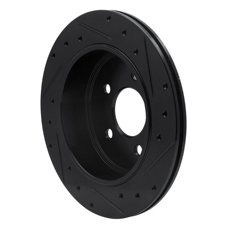 R1 03-11 Ford Crown Victoria Rear Left Drilled & Slotted Black Brake Rotor