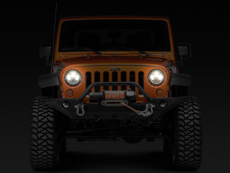 Raxiom 97-18 Jeep Wrangler TJ/JK Axial Halo Headlights w/ DRL Amber Signals- Black Hsng (Clear Lens)
