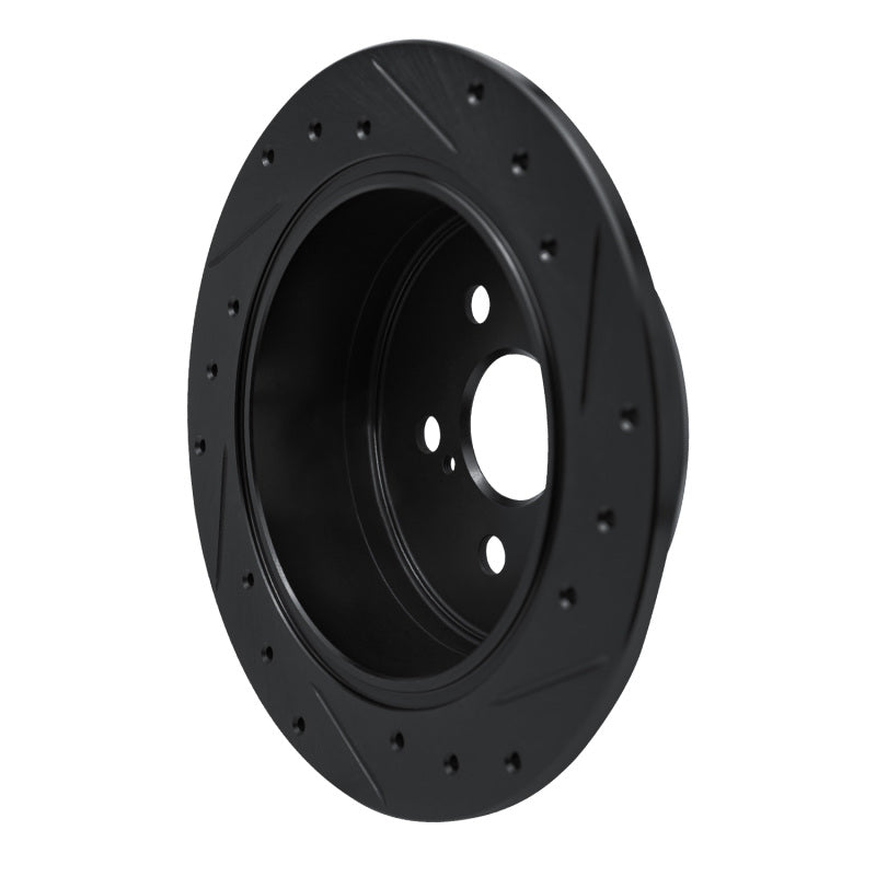R1 86-93 Lexus ES250 Rear Left Drilled & Slotted Black Brake Rotor