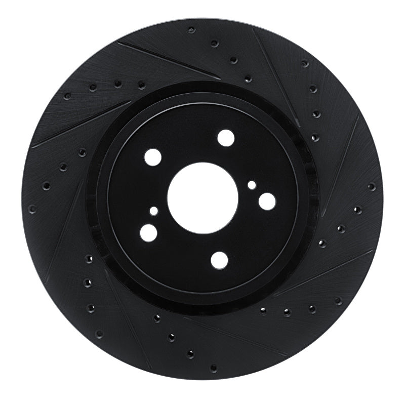 R1 21-25 Toyota RAV4 Prime (Plug-in Hybrid) Front Right Drilled & Slotted Black Brake Rotor