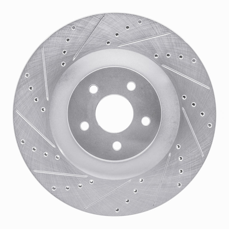R1 16-18 Ford Focus Front Left Drilled & Slotted Silver Brake Rotor
