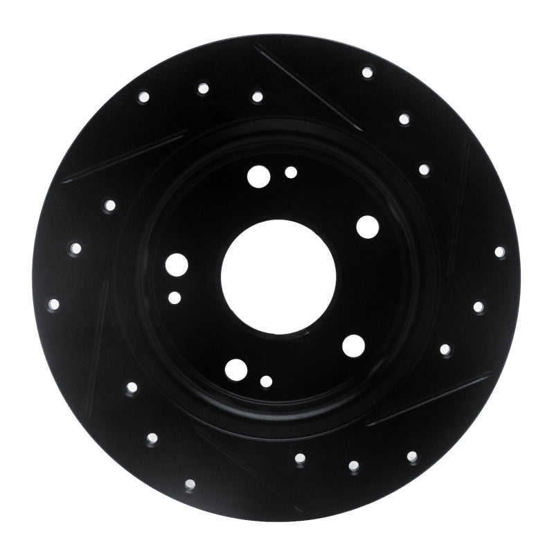 R1 2016-2025 Honda Civic Coupe Rear Left Drilled & Slotted Black Brake Rotor