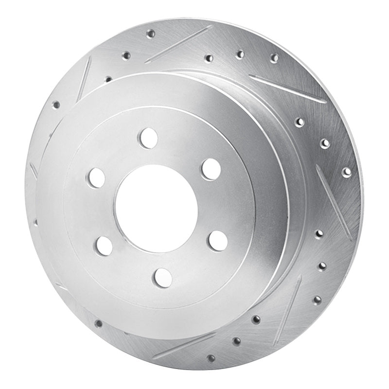 R1 03-04 Dodge DAKOTA RWD Rear Left Drilled & Slotted Silver Brake Rotor