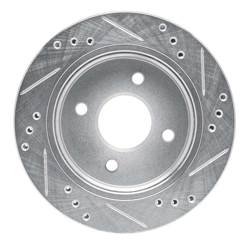 R1 95-04 Ford CONTOUR Rear Left Drilled & Slotted Silver Brake Rotor