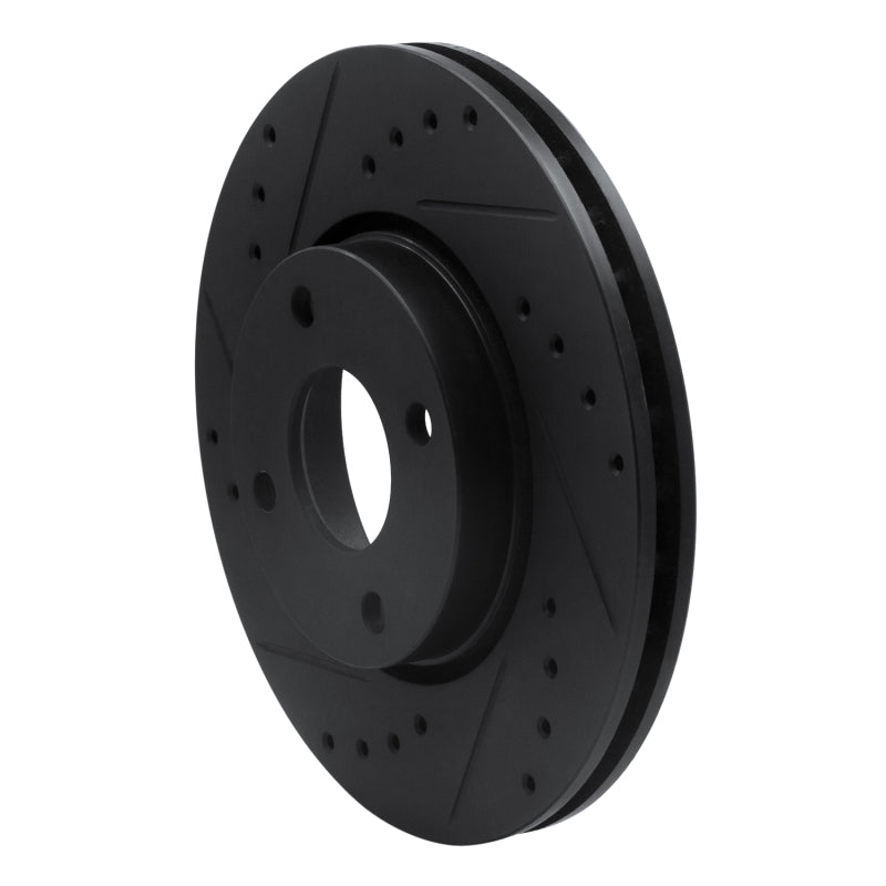 R1 98-04 Ford Contour Front Left Drilled & Slotted Black Brake Rotor