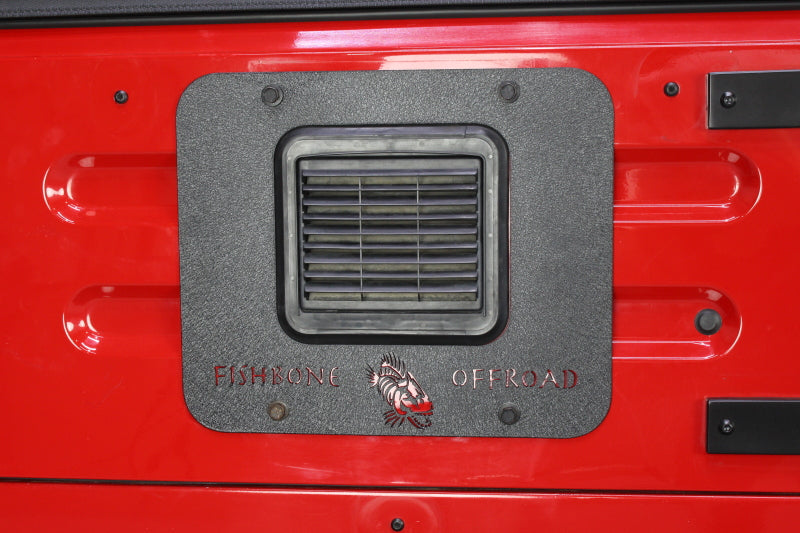 Fishbone Offroad 97-06 Jeep Wrangler TJ Tailgate Plate - Black Textured Powdercoat Aluminum