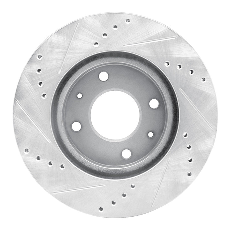 R1 04-04 Mitsubishi Lancer Front Right Drilled & Slotted Silver Brake Rotor