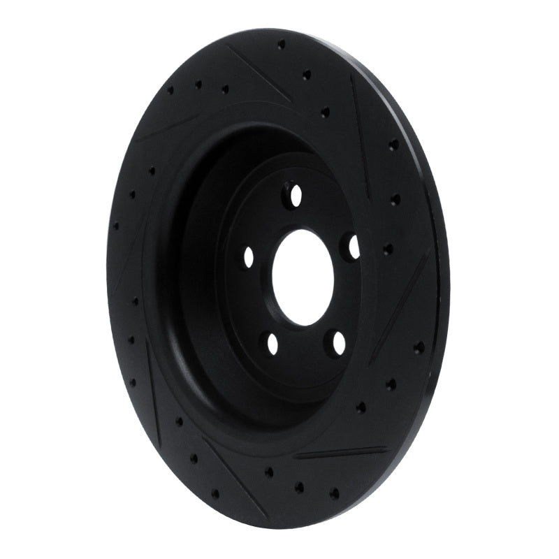 R1 15-24 Ford Fusion Rear Left Drilled & Slotted Black Brake Rotor