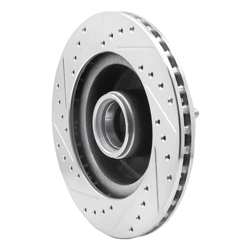 R1 1987-1990 Dodge Dakota RWD Front Right Drilled & Slotted Silver Brake Rotor