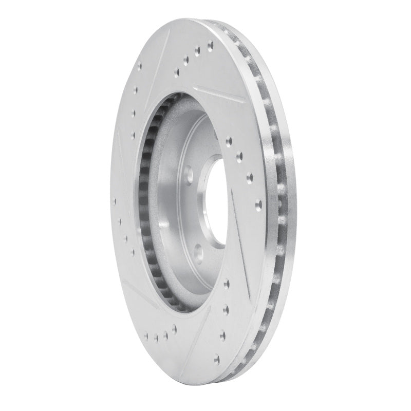 R1 13-19 Nissan SENTRA Front Right Drilled & Slotted Silver Brake Rotor