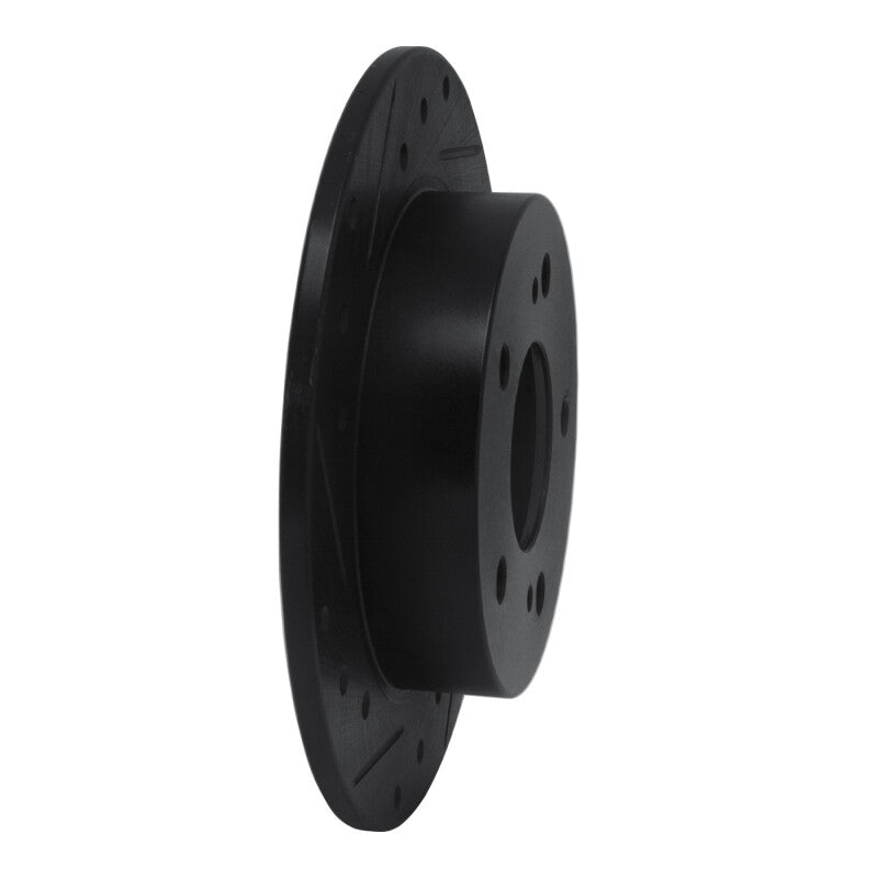 R1 94-98 Nissan 240SX Rear Left Drilled & Slotted Black Brake Rotor
