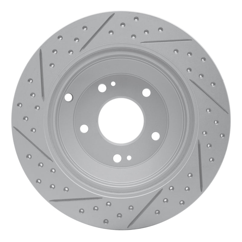 R1 10-16 Hyundai Genesis Coupe Rear Right Drilled & Slotted Geo-Carbon Rotor