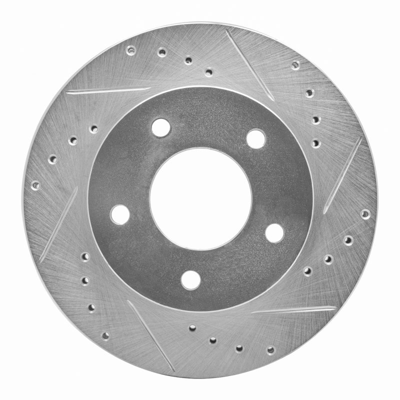 R1 75-79 Ford Thunderbird Left Rear Drilled & Slotted Silver Brake Rotor