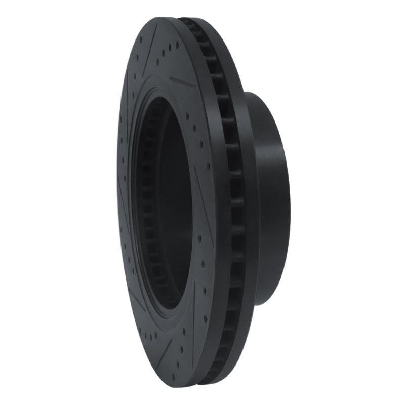 R1 12-21 Nissan NV1500 Front Right Drilled & Slotted Black Brake Rotor