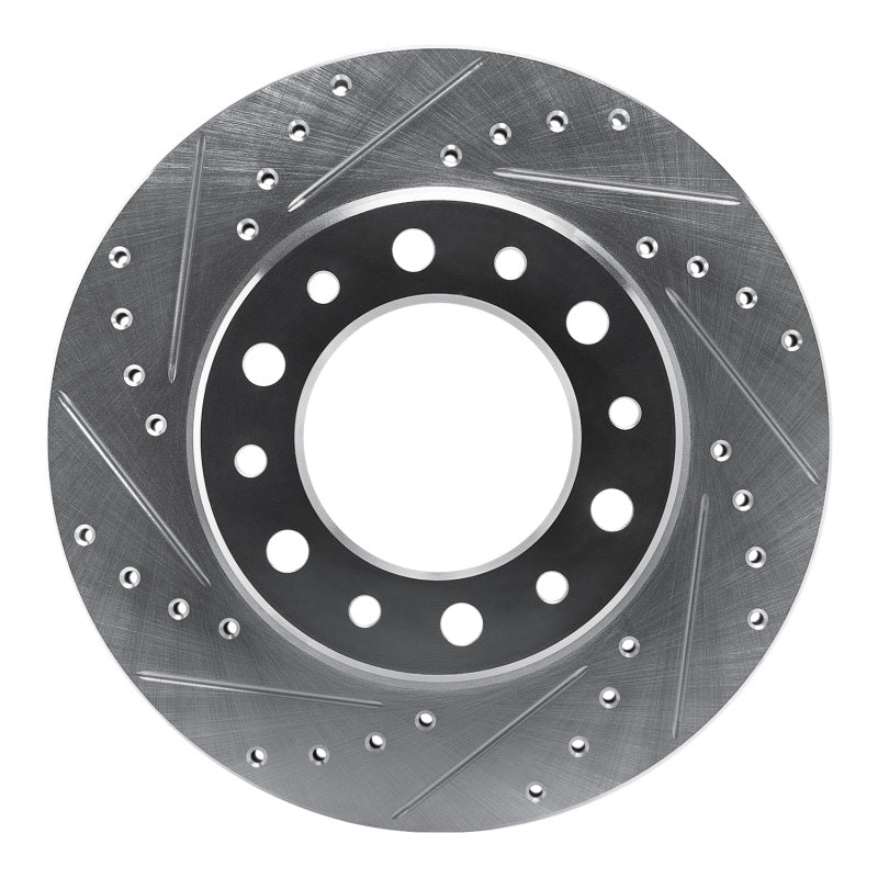 DFC 76-89 Toyota Land Cruiser Front Left Drilled & Slotted Silver Brake Rotor