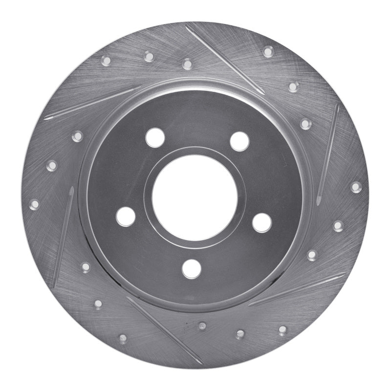 R1 12-18 Ford Focus Rear Right Drilled & Slotted Silver Brake Rotor
