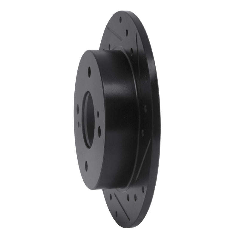 R1 89-98 Nissan 240SX Rear Right Drilled & Slotted Black Brake Rotor