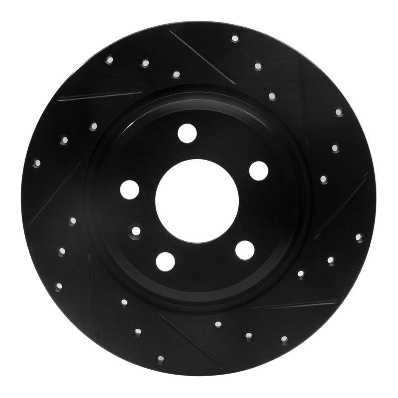 R1 09-25 Audi A4 Rear Right Drilled & Slotted Black Brake Rotor