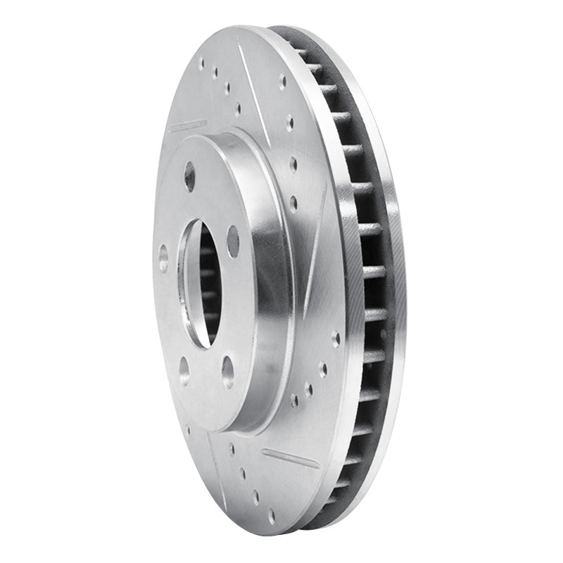 R1 87-90 Chrysler Town & Country Front Right Drilled & Slotted Silver Brake Rotor