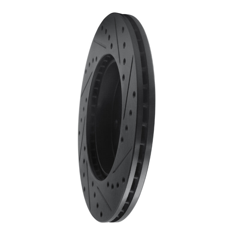 R1 94-97 Mercedes-Benz C280 Front Left Drilled & Slotted Black Brake Rotor
