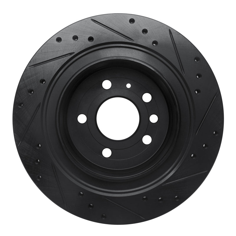 R1 02-10 Saab 9-5 Rear Left Drilled & Slotted Black Brake Rotor