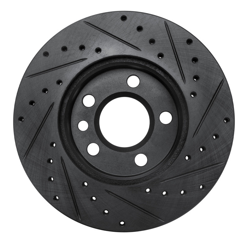 R1 96-00 Volkswagen EuroVan Front Left Drilled & Slotted Black Brake Rotor