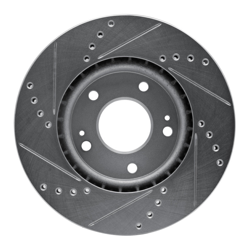 R1 11-25 Hyundai Venue Front Right Drilled & Slotted Silver Brake Rotor