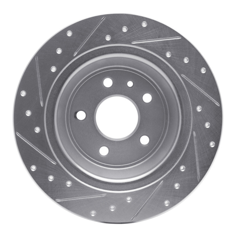 R1 13-20 Ford Fusion Rear Right Drilled & Slotted Silver Brake Rotor
