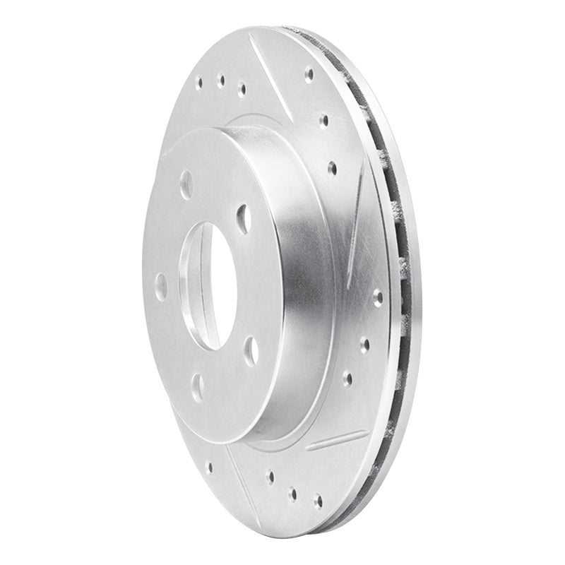 R1 93-98 Ford Thunderbird Rear Right Drilled & Slotted Silver Brake Rotor