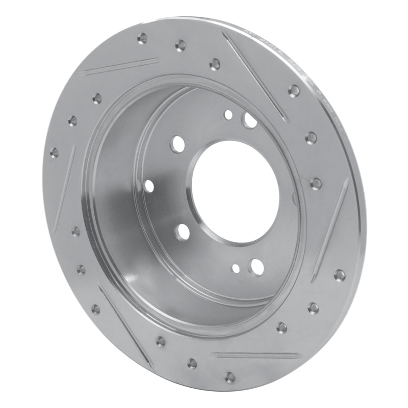 R1 10-13 Kia Forte5 Rear Left Drilled & Slotted Silver Brake Rotor