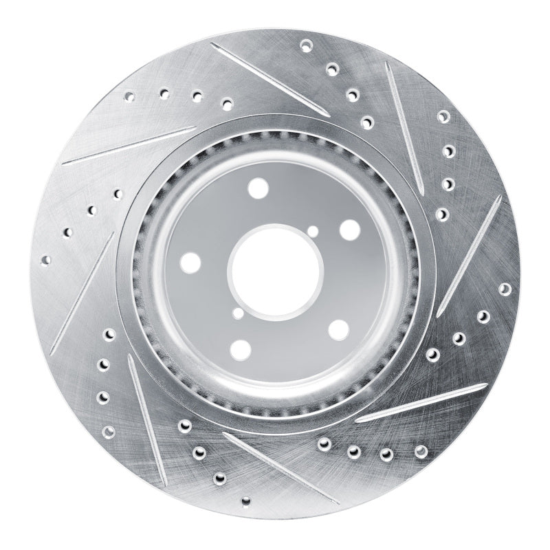 R1 2020-2025 Subaru WRX Front Left Drilled & Slotted Silver Brake Rotor