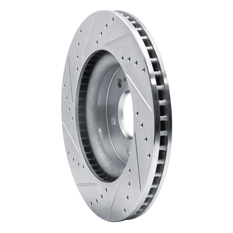 R1 18-23 Genesis G70 Front Right Drilled & Slotted Silver Brake Rotor