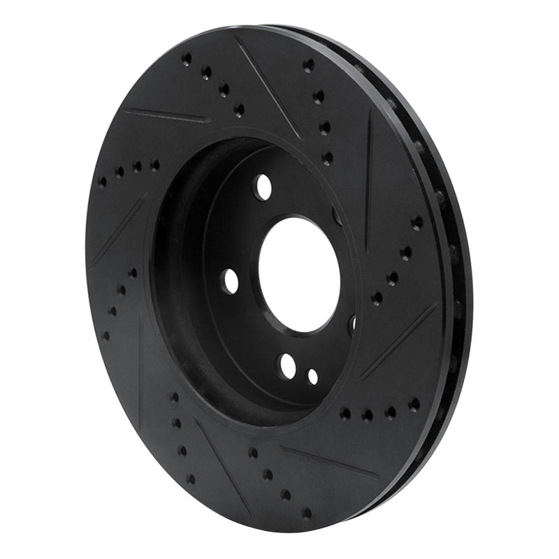 R1 06-11 Mercedes-Benz B200 Front Left Drilled & Slotted Black Brake Rotor