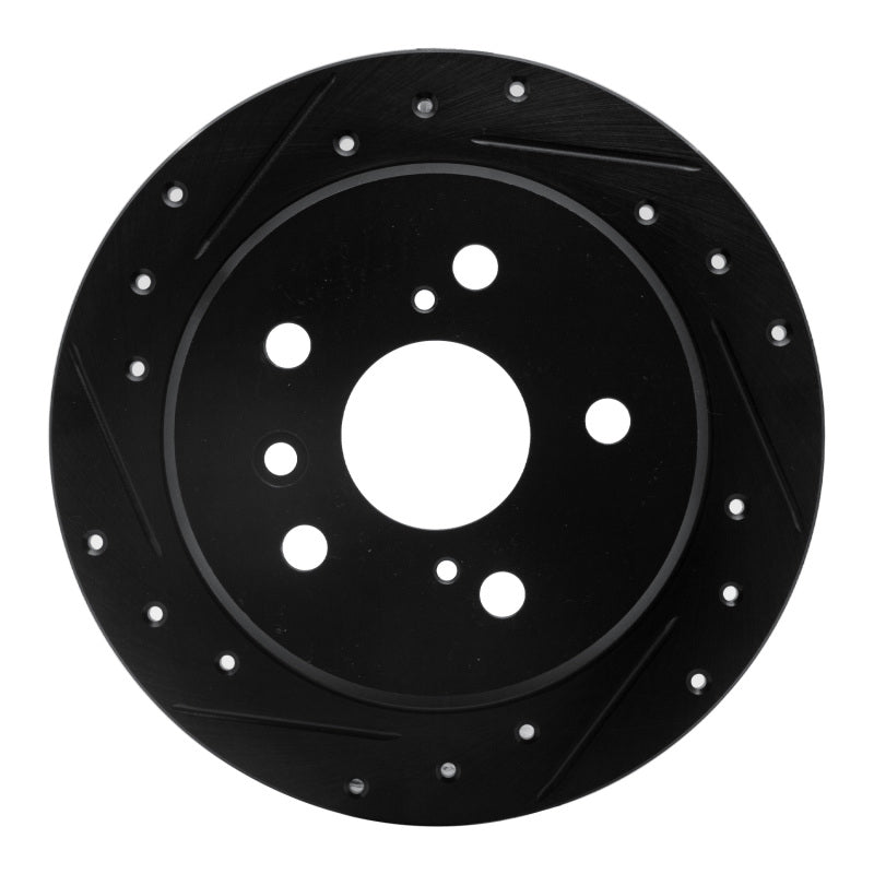 R1 02-08 Lexus ES300 Rear Left Drilled & Slotted Black Brake Rotor