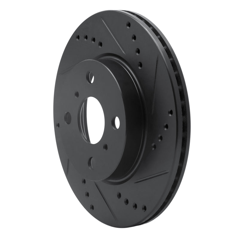 R1 12-15 Scion IQ Front Right Drilled & Slotted Black Brake Rotor