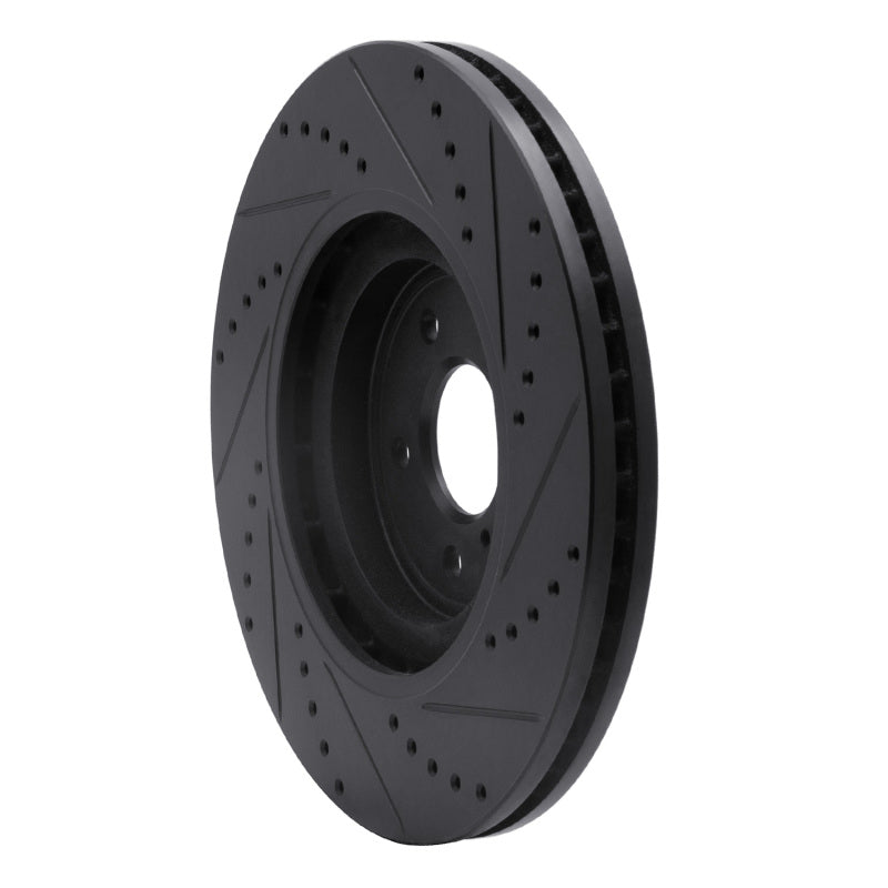 R1 08-25 Infiniti QX70 Front Left Drilled & Slotted Black Brake Rotor